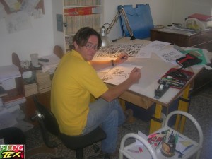 Bruzzo desenhando no seu estúdio - 6