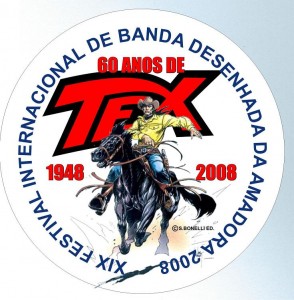Pin oficial de Tex, feito propositadamente para o evento português