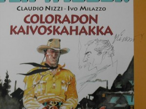 Tex Gigante finlandês com dedicatória de Ivo Milazzo