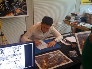 Marco Santucci a desenhar Tex