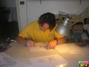 Bruzzo desenhando no seu estúdio - 3