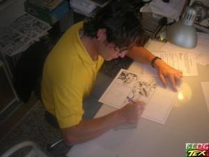 Bruzzo desenhando no seu estúdio - 4