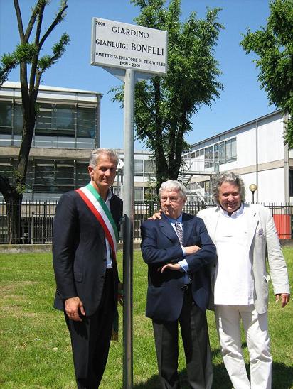 Massimiliano Finazzer Flory, Sergio Bonelli e Giorgio Bonelli na inauguração do Jardim Gianluigi Bonelli