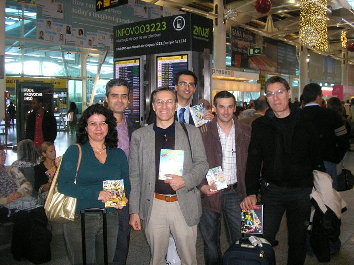 Fernanda Martins, Mário Marques, Fabio Civitelli, Orlando Santos Silva, Carlos Moreira e Marco Bianchini no aeroporto de Lisboa
