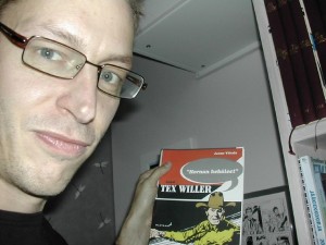 Janne Viitala e o seu livro dedicado aos 50 anos de Tex na Finlândia