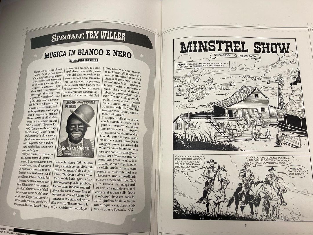 A prova gráfica do próximo Tex Willer Speciale (#6 – “Minstrel Show”) –