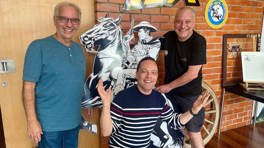 Paulo Guanaes, Thiago Gardinali e Júlio Schneider o trio de tradutores da Mythos Editora presente na 8ª Mostra do Clube Tex Portugal; Anadia 2023