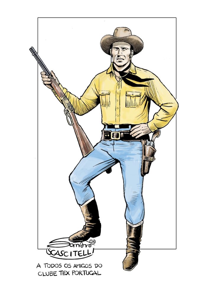 Ilustração de Tex, da autoria de Sandro Scascitelli dedicada aos amigos do Clube Tex Portugal e que será publicada na contracapa da revista nº 21 do Clube