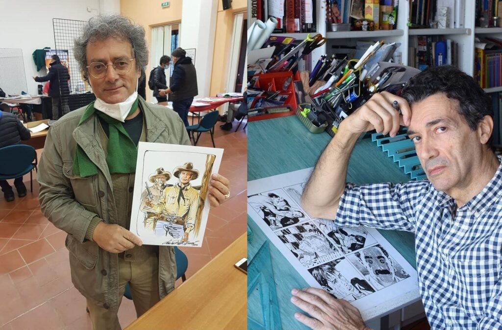 Lucio Filippucci e Giovanni Freghieri, desenhadores do staff oficial de Tex presentes em Anadia na 10ª Mostra do Clube Tex Portugal