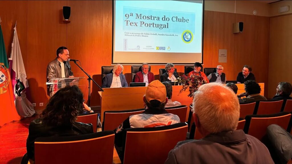 Thiago Gardinali no auditório do Museu do Vinho da Bairrada para o início das palestras e debates com os autores italianos da Sergio Bonelli que vieram a Portugal para abrilhantar o evento dedicado a Tex - 2024