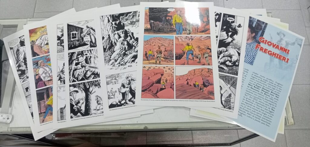 Artes de Giovanni Freghieri e de Lucio Filippucci para serem expostas na 10ª Mostra do Clube Tex Portugal