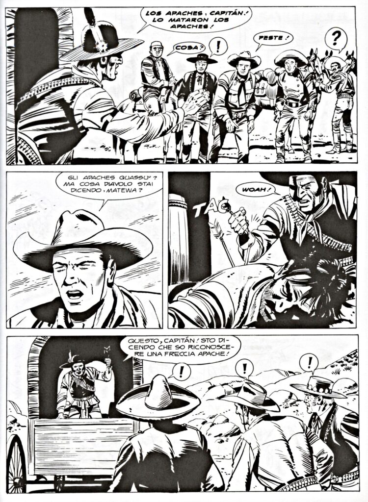 Uma das pranchas cortadas da história “Gli uomini giaguaro”, de 1993