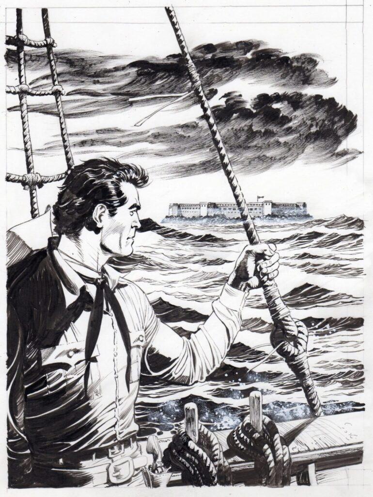 A arte original a tinta da china de Claudio Villa para a capa de Tex #789