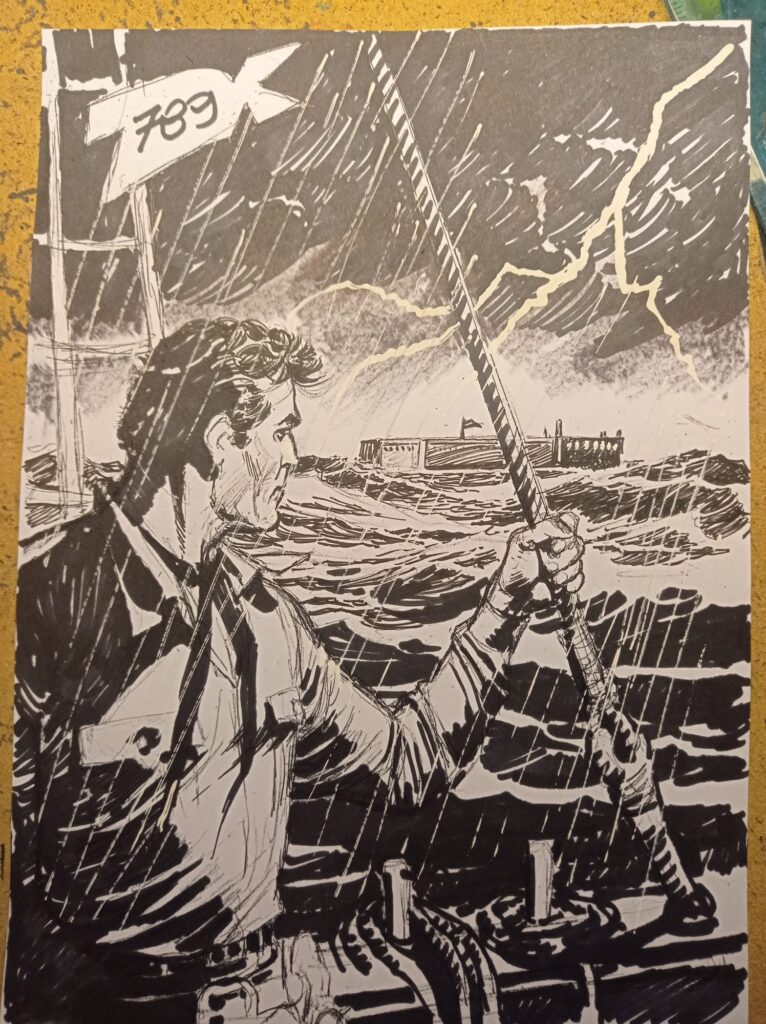 O desenho a lápis de Claudio Villa para a capa de Tex #789