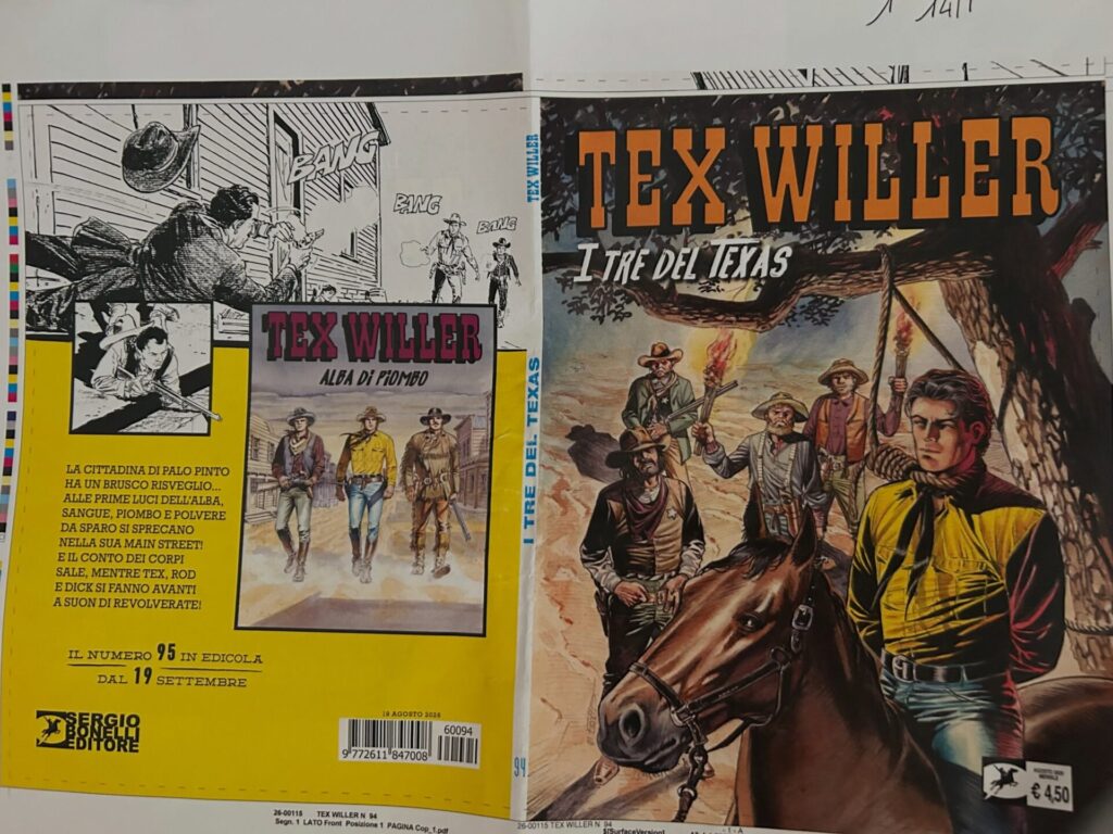 A prova gráfica de Tex Willer #94 – ‘I Tre del Texas’