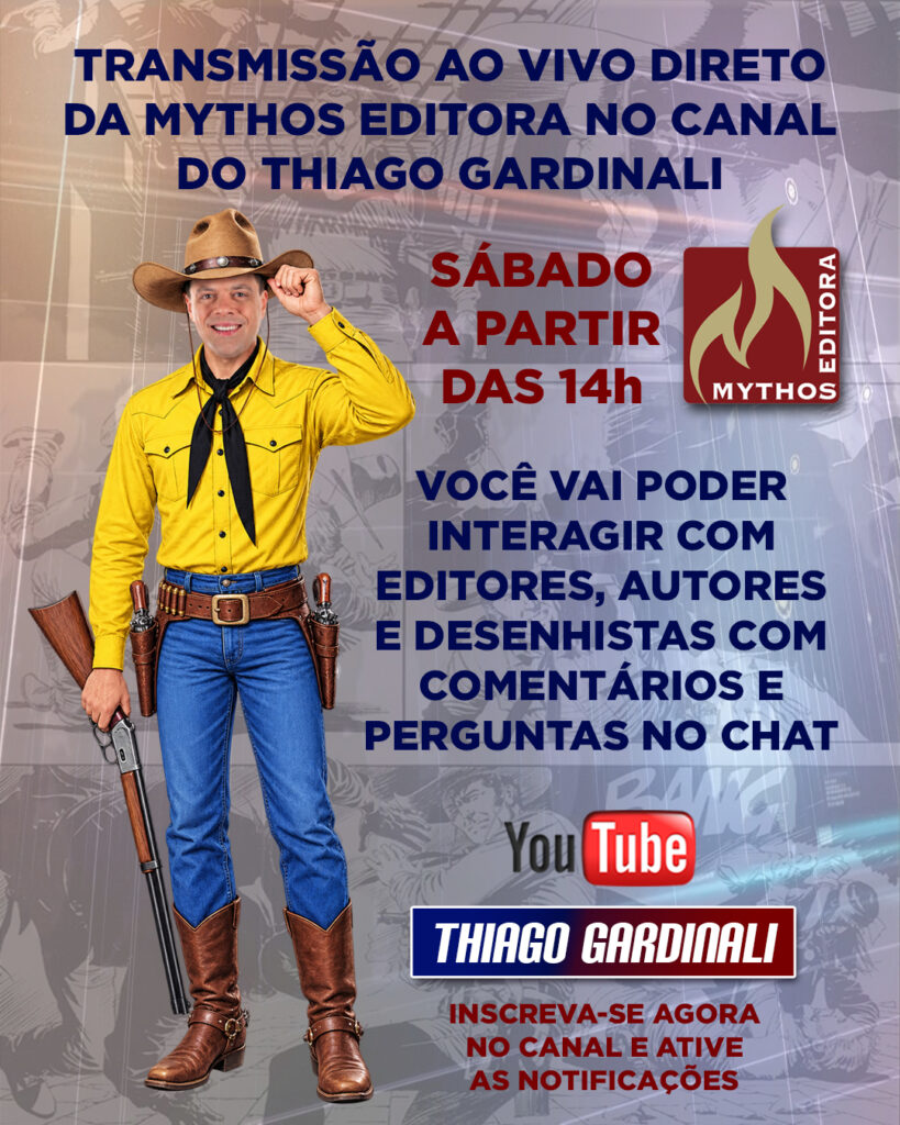 Transmissão ao vivo direto da Mythos Editora no canal do Thiago Gardinali neste sábado, 15 de Agosto