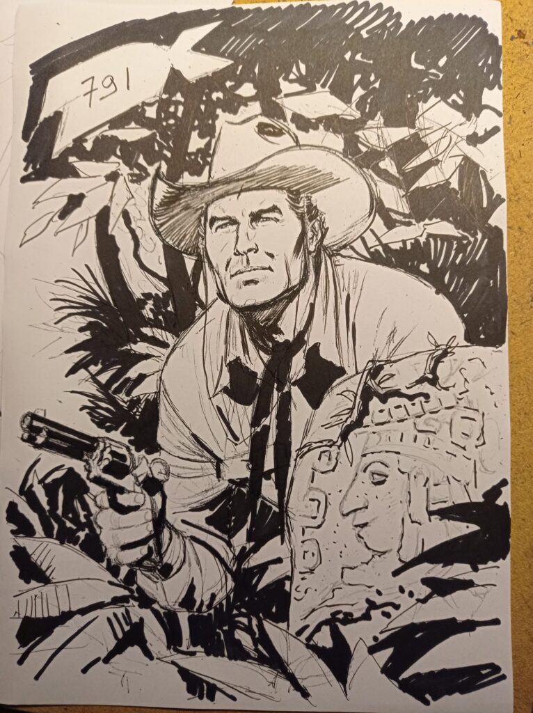 Desenho a lápis da capa de Tex #791
