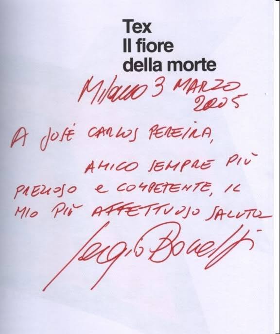 Uma dedicatória especial de Sergio Bonelli para José Carlos Francisco