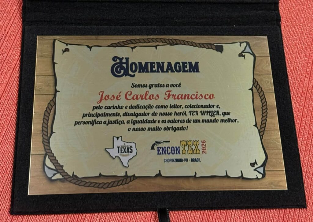 A belíssima placa comemorativa atribuída a José Carlos Francisco pela comunidade Estância do Texas