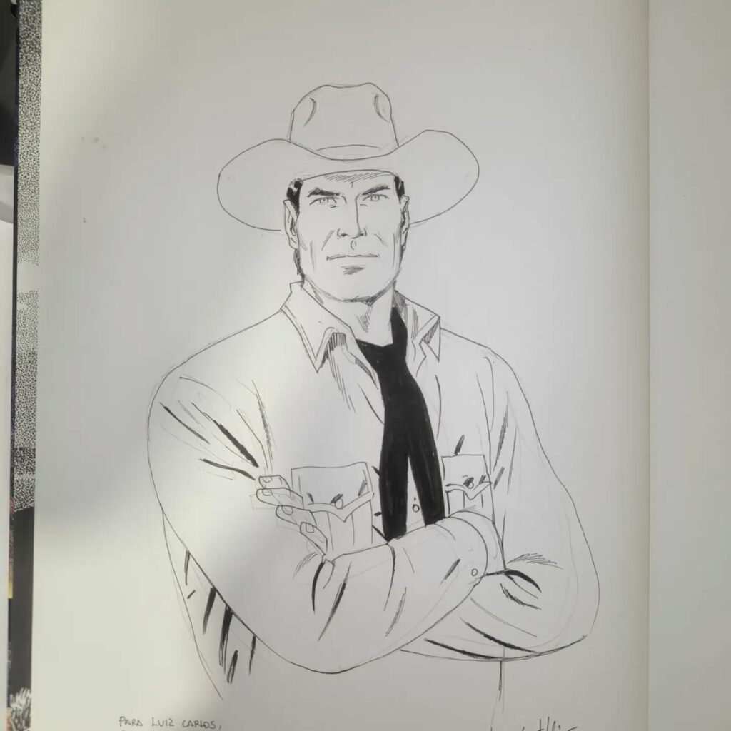 Desenho original de Tex feito por Civitelli durante o evento